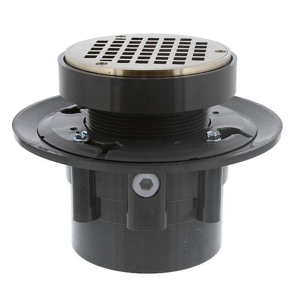 Jones Stephens 4in LevelBest Complete Heavy Duty Drain System with 3in Metal Spud and 5in Nickel Bronze Strainer D49641 - main